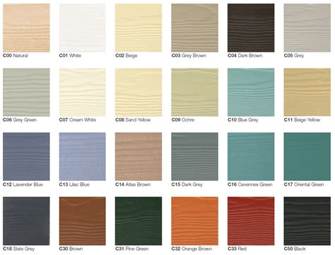 marley cedral cladding colour chart